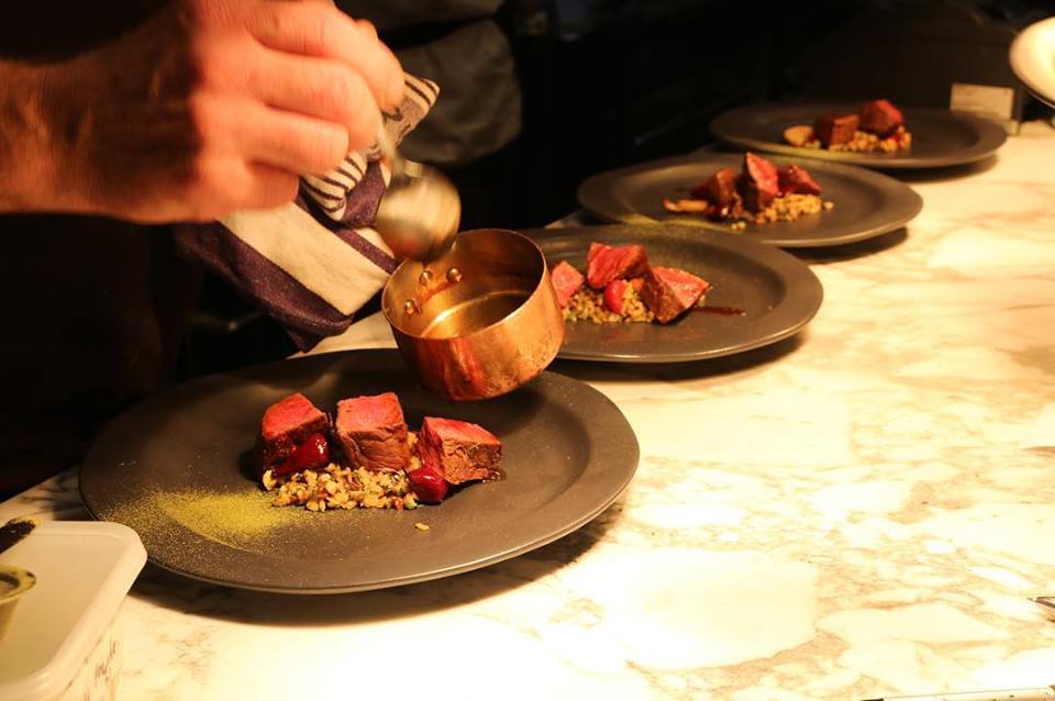 Plating beef dinner